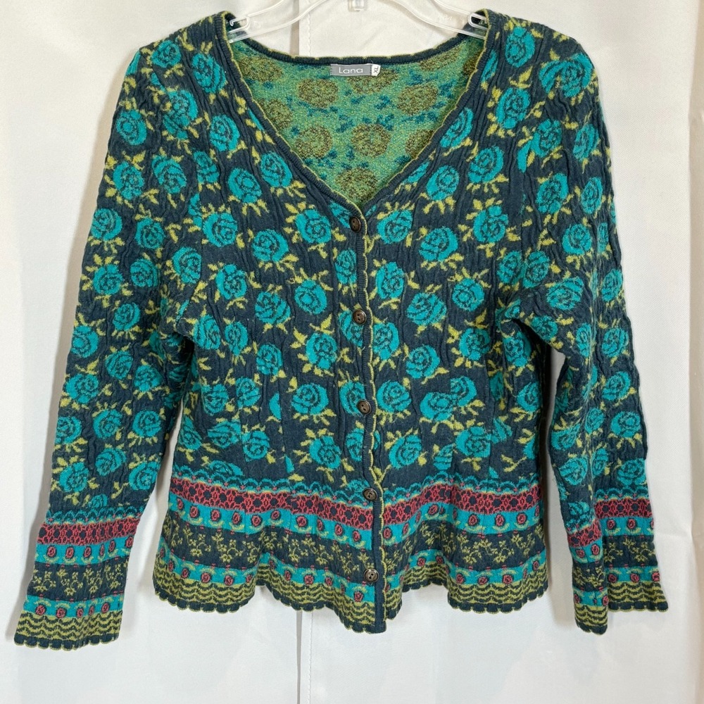 Lana Cardigan Sweater Med Rose Org Cotton Wool Fairy Cottagecore Boho Y2K 18603x